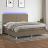 Image de vidaXL Sommier à lattes de lit et matelas et LED Taupe 200x200cm Tissu