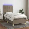 Image de vidaXL Sommier à lattes de lit et matelas et LED Taupe 80x200cm Tissu