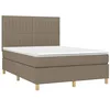 Image de vidaXL Sommier à lattes de lit et matelas et LED Taupe 140x190cm Tissu
