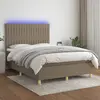 Image de vidaXL Sommier à lattes de lit et matelas et LED Taupe 140x190cm Tissu