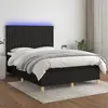 Image de vidaXL Sommier à lattes de lit et matelas et LED Noir 140x200 cm Tissu