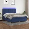 Image de vidaXL Sommier à lattes de lit et matelas et LED Bleu 160x200 cm Tissu