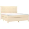 Image de vidaXL Sommier à lattes de lit et matelas et LED Crème 180x200cm Tissu