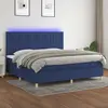 Image de vidaXL Sommier à lattes de lit et matelas et LED Bleu 200x200 cm Tissu