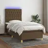 Image de vidaXL Sommier à lattes de lit et matelas et LED Marron foncé 80x200cm