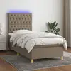 Image de vidaXL Sommier à lattes de lit et matelas et LED Taupe 90x190 cm Tissu