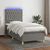 Image de vidaXL Sommier à lattes de lit et matelas et LED Gris foncé 90x200cm