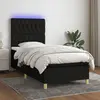Image de vidaXL Sommier à lattes de lit et matelas et LED Noir 90x200 cm Tissu