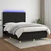 Image de vidaXL Sommier à lattes de lit et matelas et LED Noir 140x200 cm Tissu