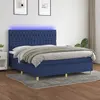 Image de vidaXL Sommier à lattes de lit et matelas et LED Bleu 160x200 cm Tissu