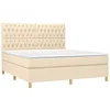 Image de vidaXL Sommier à lattes de lit et matelas et LED Crème 180x200cm Tissu