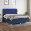 Image de vidaXL Sommier à lattes de lit et matelas et LED Bleu 180x200 cm Tissu