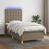 Image de vidaXL Sommier à lattes de lit et matelas et LED Taupe 80x200cm Tissu