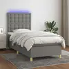 Image de vidaXL Sommier à lattes de lit et matelas et LED Gris foncé 90x190 cm