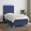 Image de vidaXL Sommier à lattes de lit et matelas et LED Bleu 90x200 cm Tissu