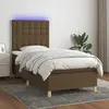 Image de vidaXL Sommier à lattes de lit matelas et LED Marron foncé 100x200 cm