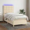 Image de vidaXL Sommier à lattes de lit et matelas et LED Crème 100x200cm Tissu