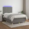 Image de vidaXL Sommier à lattes de lit et matelas et LED Gris foncé 120x200 cm