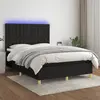 Image de vidaXL Sommier à lattes de lit et matelas et LED Noir 140x190 cm Tissu