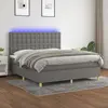 Image de vidaXL Sommier à lattes de lit et matelas et LED Gris foncé 160x200 cm
