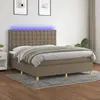 Image de vidaXL Sommier à lattes de lit et matelas et LED Taupe 160x200cm Tissu