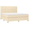 Image de vidaXL Sommier à lattes de lit et matelas et LED Crème 180x200cm Tissu