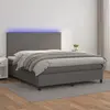 Image de vidaXL Sommier à lattes de lit avec matelas et LED Gris 180x200 cm