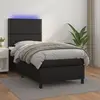 Image de vidaXL Sommier à lattes de lit avec matelas et LED Noir 90x190 cm
