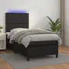 Image de vidaXL Sommier à lattes de lit avec matelas et LED Noir 100x200 cm