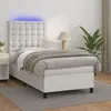 Image de vidaXL Sommier à lattes de lit avec matelas et LED Blanc 90x190 cm