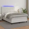 Image de vidaXL Sommier à lattes de lit avec matelas et LED Blanc 140x190 cm