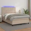 Image de vidaXL Sommier à lattes de lit avec matelas LED Cappuccino 140x190 cm