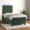Image de vidaXL Sommier à lattes de lit avec matelas LED Vert foncé 100x200 cm