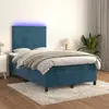 Image de vidaXL Sommier à lattes de lit avec matelas LED Bleu foncé 120x200 cm