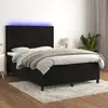 Image de vidaXL Sommier à lattes de lit et matelas LED Noir 140x200 cm Velours
