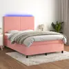 Image de vidaXL Sommier à lattes de lit et matelas LED Rose 140x200 cm Velours