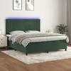 Image de vidaXL Sommier à lattes de lit avec matelas LED Vert foncé 160x200 cm