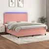 Image de vidaXL Sommier à lattes de lit et matelas LED Rose 160x200 cm Velours