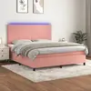 Image de vidaXL Sommier à lattes de lit et matelas LED Rose 180x200 cm Velours