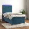 Image de vidaXL Sommier à lattes de lit avec matelas et LED Bleu foncé 90x200cm