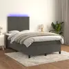 Image de vidaXL Sommier à lattes de lit matelas et LED Gris foncé 120x200 cm