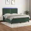 Image de vidaXL Sommier à lattes de lit matelas et LED Vert foncé 180x200 cm