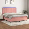 Image de vidaXL Sommier à lattes de lit matelas et LED Rose 180x200 cm Velours