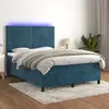 Image de vidaXL Sommier à lattes de lit avec matelas LED Bleu foncé 140x200 cm