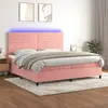 Image de vidaXL Sommier à lattes de lit avec matelas LED Rose 200x200cm Velours