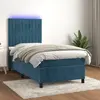 Image de vidaXL Sommier à lattes de lit matelas LED Bleu foncé 80x200cm Velours