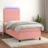 Image de vidaXL Sommier à lattes de lit avec matelas LED Rose 100x200cm Velours