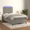 Image de vidaXL Sommier à lattes de lit avec matelas LED Gris clair 120x200 cm