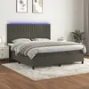 Image de vidaXL Sommier à lattes de lit matelas et LED Gris foncé 160x200 cm