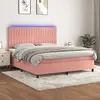 Image de vidaXL Sommier à lattes de lit matelas et LED Rose 160x200 cm Velours